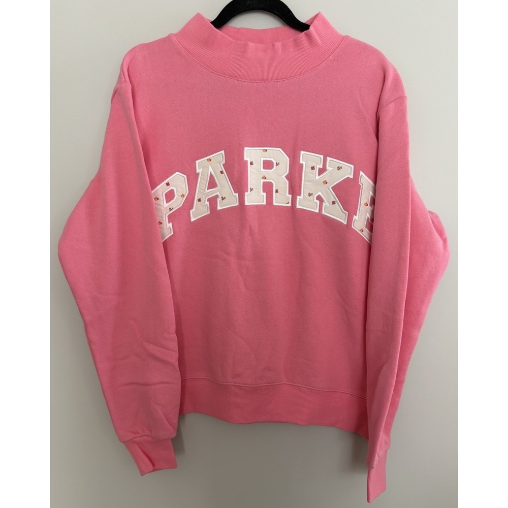 PARKE Varsity Mockneck Heritage Sweatshirt Bloom Sunset Floral Pink Size S/M